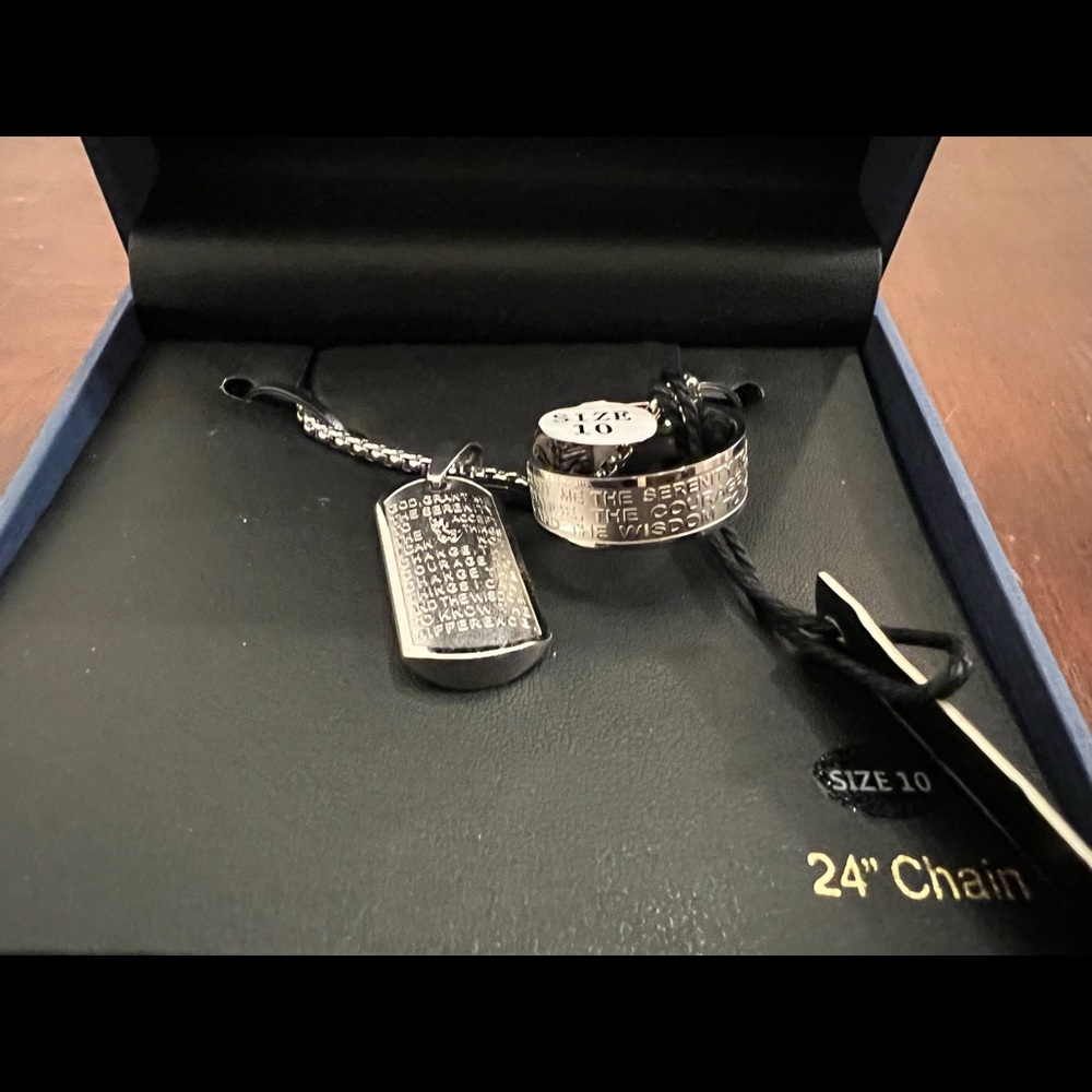 Men’s Serenity Prayer Necklace&Ring